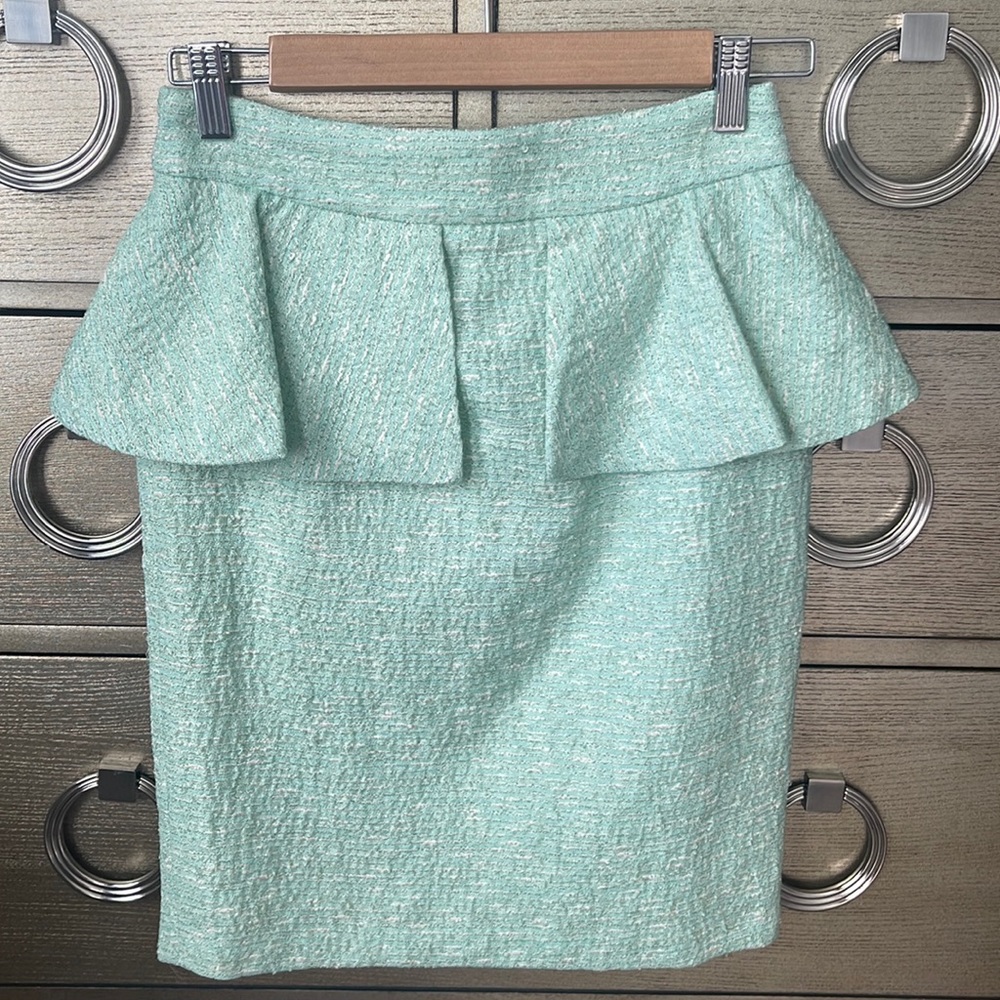 Zara Mint Green Tweed Peplum Skirt - Picture 4 of 7